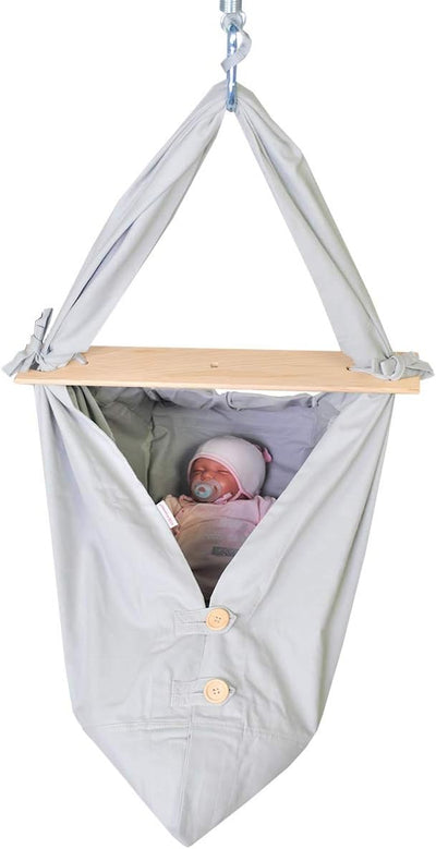 HOBEA-Germany Federwiege für Babys Babyfederwiege Babyhängematte Hängewiege Komplettset (grau) Feder