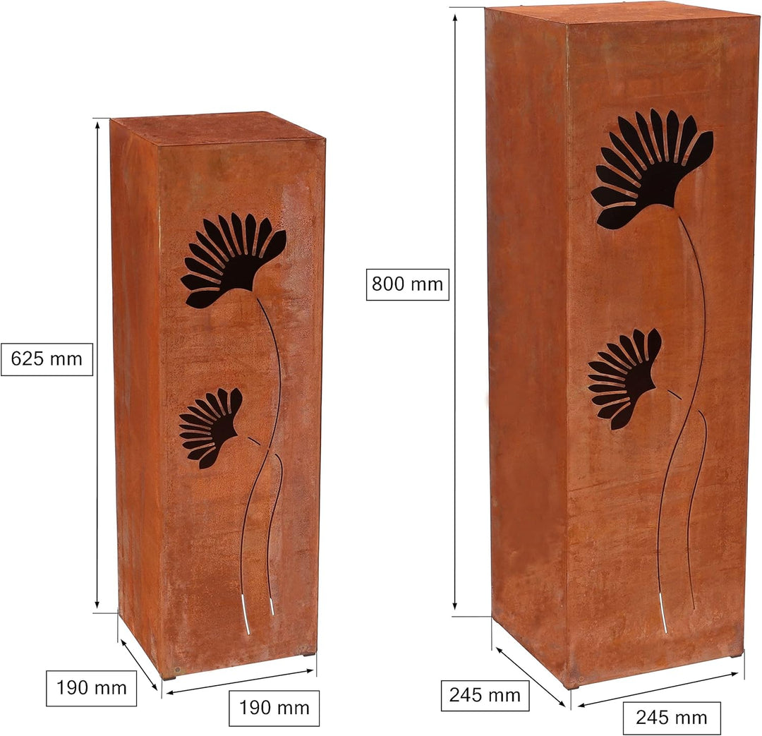 KOTARBAU® Satz Edelrost Dekosäulen Blumensäule Podest Ecorost Gartendeko für den Garten Hauseingang