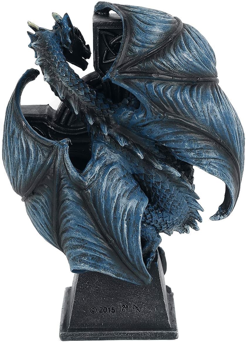 Nemesis Now B3602J7 Draco Uhr Anne Stokes 17,8 cm, Harz, Blau, Einheitsgrösse