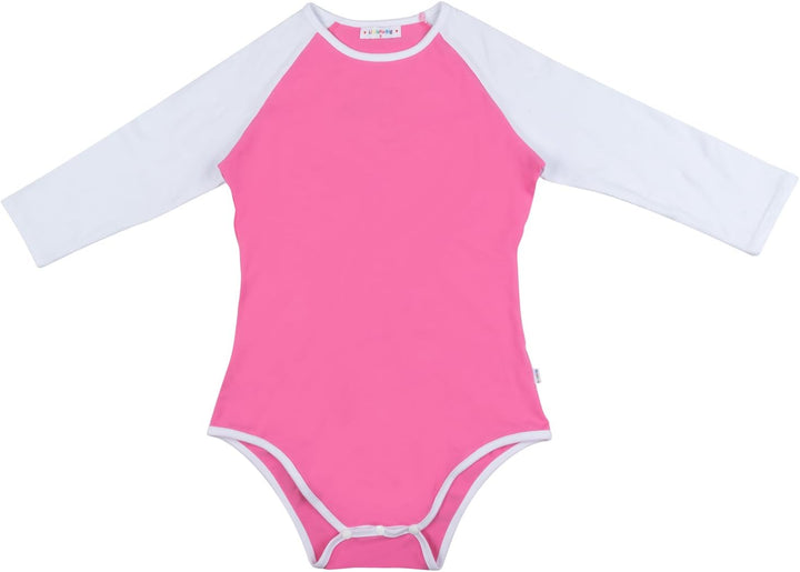 LittleForBig Baumwolle Strampler Onesie Pyjamas Bodysuit -Baseball Raglan Ärmel Rosa L, Rosa L