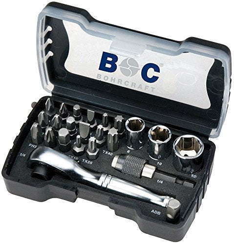 Knarre mit Bits 1/4" Schaft in Kunststoff-Box PB 24 24-tlg. inkl. Nüsse und Adapter