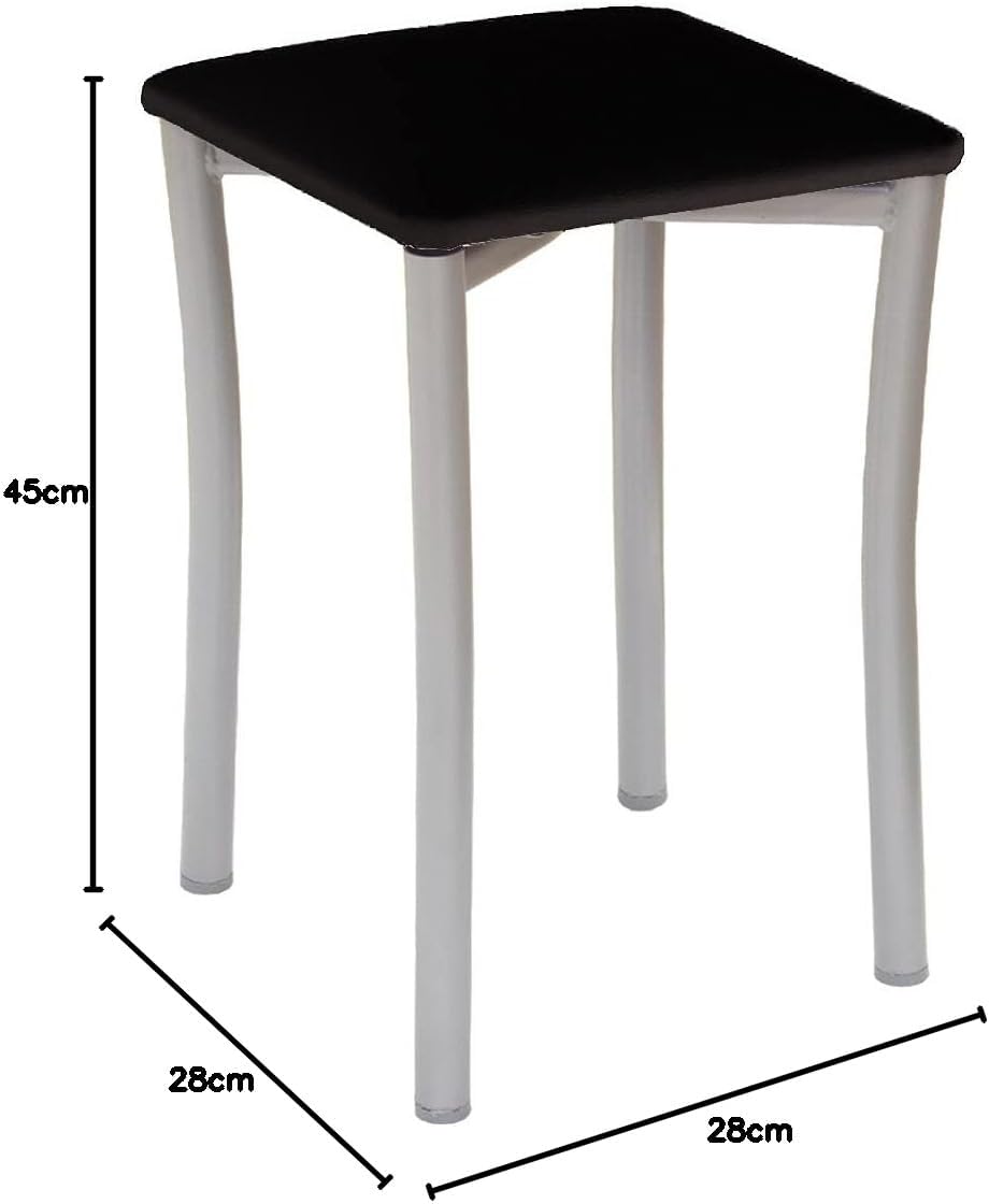 ASTIMESA Zwei Küchenhocker mit runden Beinen und schwarzem Kunstlederbezug.