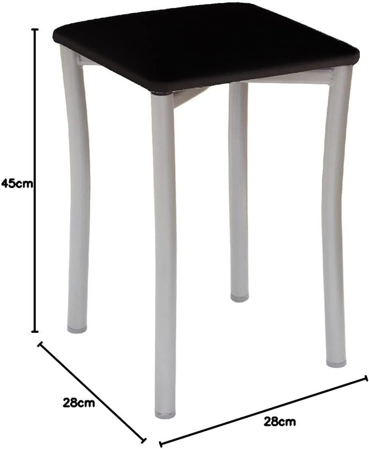 ASTIMESA Zwei Küchenhocker mit runden Beinen und schwarzem Kunstlederbezug.