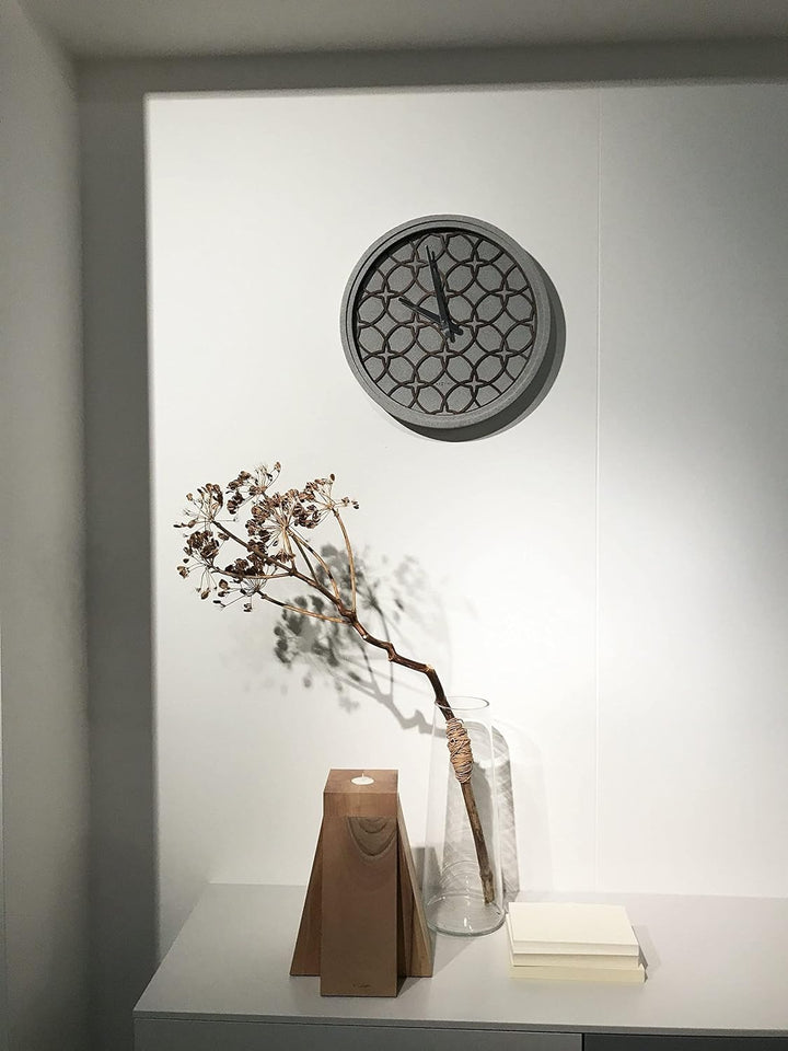 NeXtime Wanduhr "CONCRETE LOVE", lautlos, rund, Stein / Holz, ø 39 cm