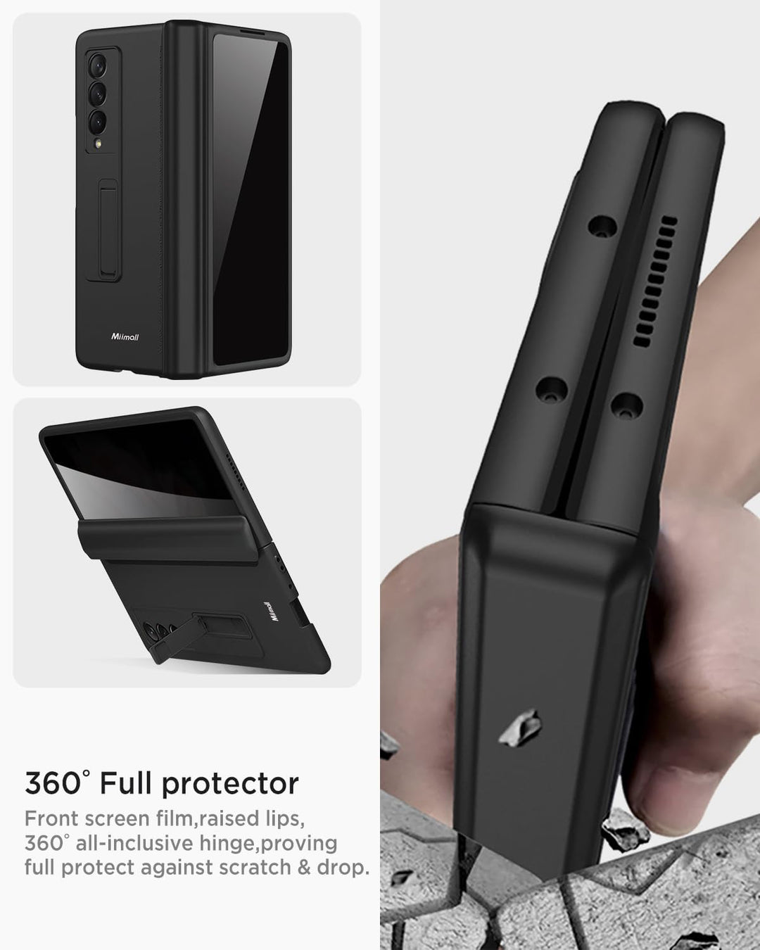 Miimall Kompatibel mit Samsung Galaxy Z Fold 3 Hülle mit Displayschutz Anti-Peeping+Magnetischer Sch