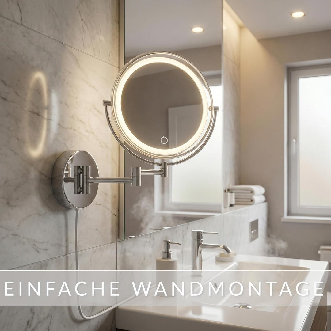 Libaro LED Kosmetikspiegel Siena Vergrösserungsspiegel 7 Fach Wandmontage Dimmerfunktion Auto-Off (m