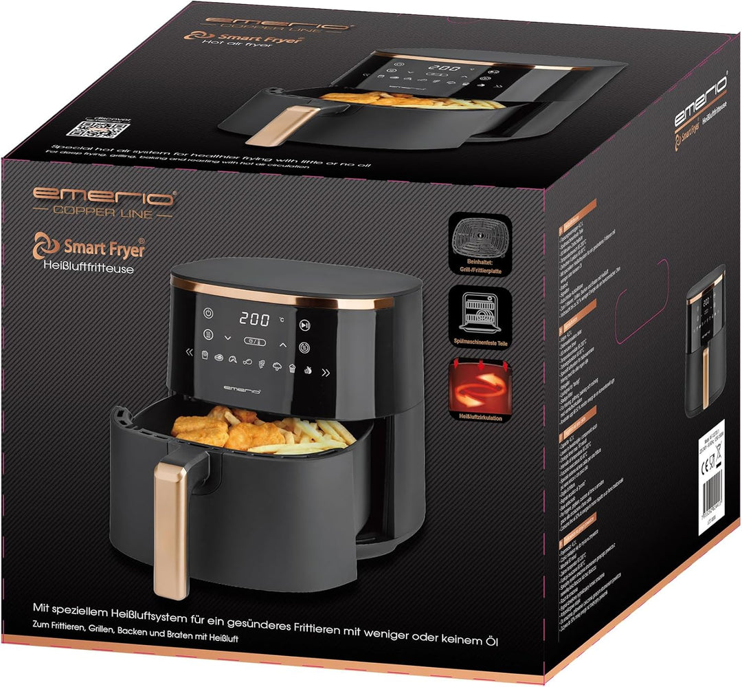 EMERIO digitale XL Heissluftfritteuse mit 4,2L | AirFryer | Kupfer Edition | Frittieren ohne extra Ö
