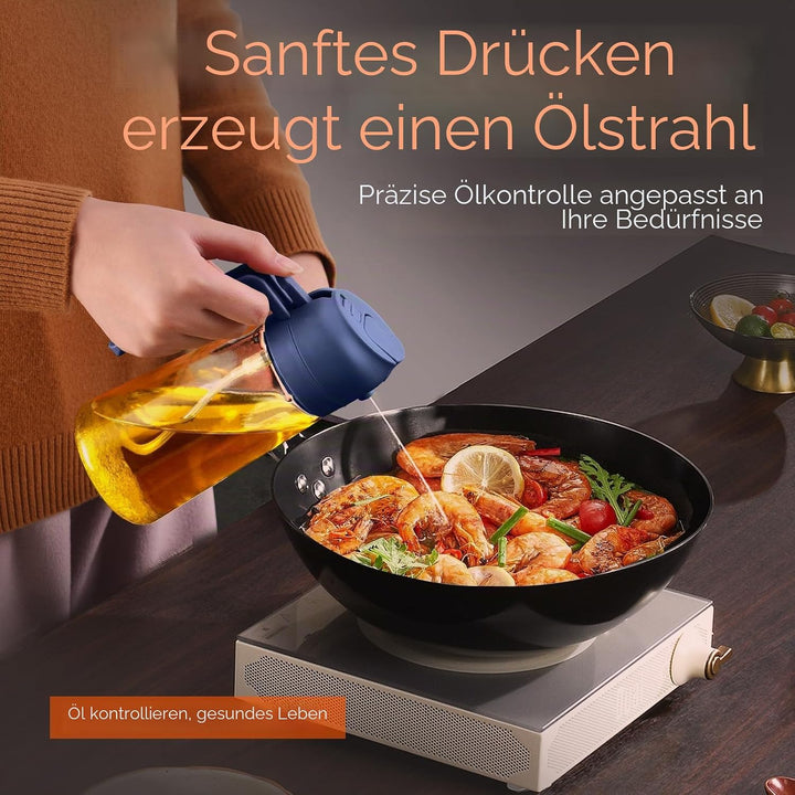 YARRAMATE 2 Stück 2 in 1 Ölsprüher für speiseöl, 470ml Öl Sprühflasche lebensmittelecht, Ölspray zum