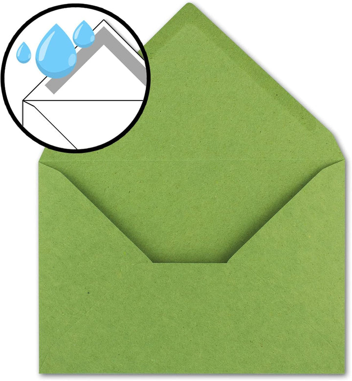 1000x Vintage Brief-Umschläge DIN C5 Kraftpapier 120 g/m² - 157 x 225 mm - Hellgrün (grün) Recycling