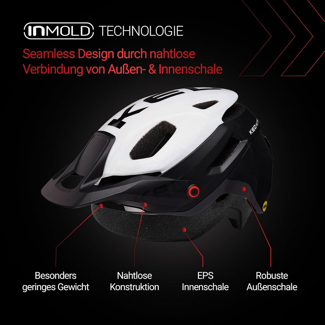 KED Pector ME1 MTB Fahrrad Helm schwarz/weiss 2023 L (58-61 cm), L (58-61 cm)