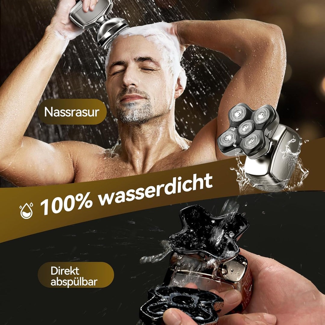 Glatzen Rasierer Herren, Kensen 5 In 1 Kopfrasierer Wasserdicht Head Shaver Men Magnetische Rasierer