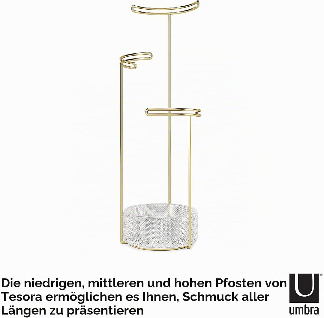 Umbra Tesora Schmuckbaum – Hoher Schmuckständer für Ketten mit integrierter Glas Schmuckablage für R