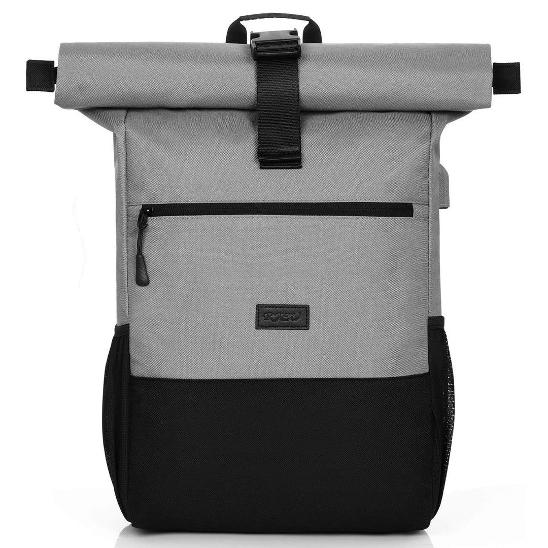 RJEU Rolltop Rucksack für Damen und Herren,Daypack mit 12-17 Zoll Laptopfach,Wasserdichter und Anti-