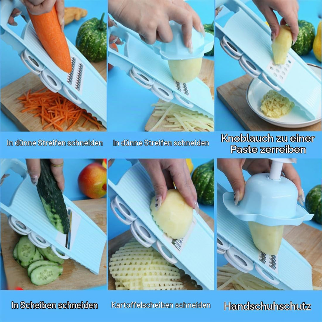 5 in 1 Mandoline Gemüsehobel Gemüsereibe Inklusive Handschutz, Gemüseschneider, Gurkenhobel Dünne Sc