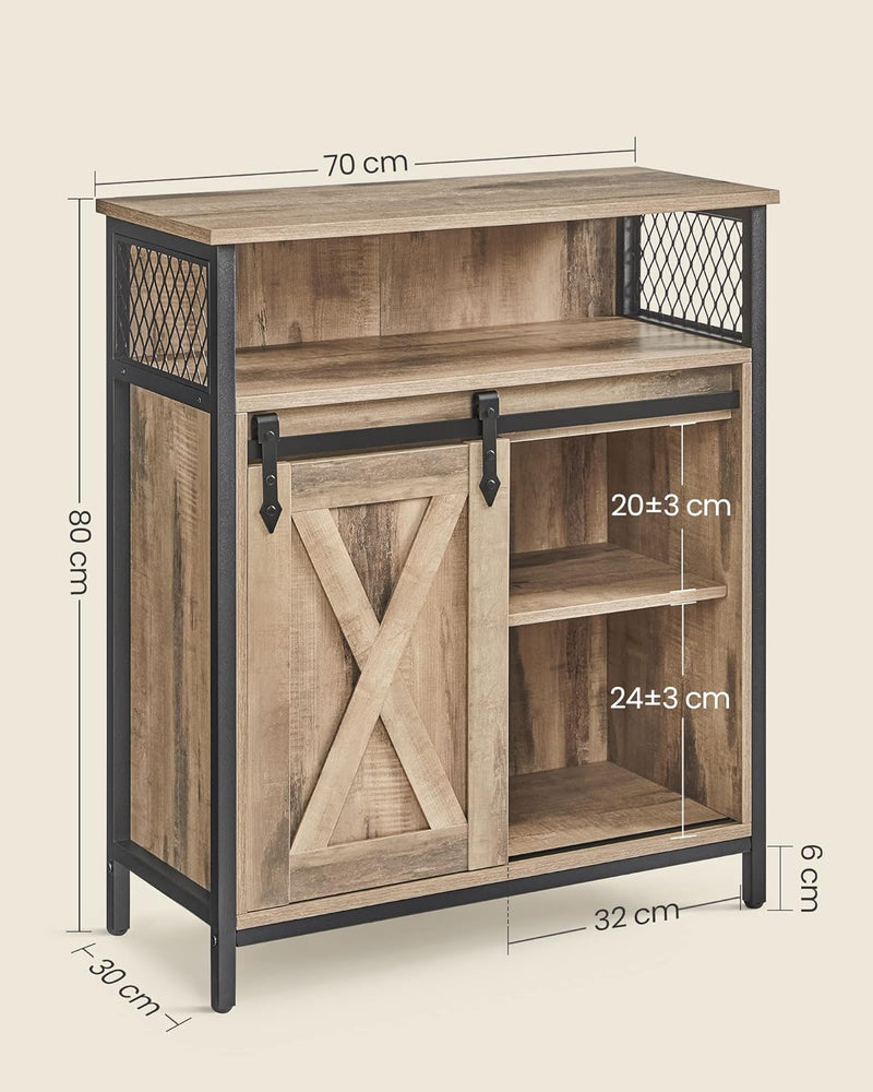 VASAGLE Sideboard, Küchenschrank, Aufbewahrungsschrank, mit Schiebetür, 30 x 70 x 80 cm, verstellbar