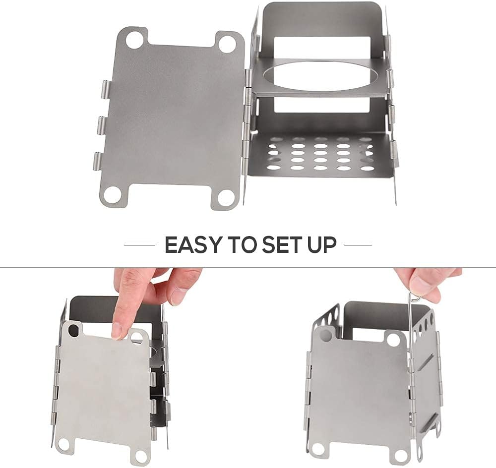 Lixada Camping Kocher, Mini Titanium Holzofen Tragbar Leicht Holz Herd mit Mini-Spirituskocher für O