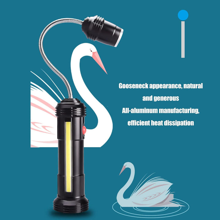 Grilllicht mit Seitenlampe, Flexibles Schwanenhals-Grilllicht, Magnetfuss, Wasser- und hitzebeständi