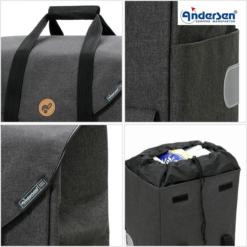 Andersen Shopper Royal XXL Sondermodell Alu klappbar mit 3-Speichen Rad Ø 25 cm und 54 Liter Tasche