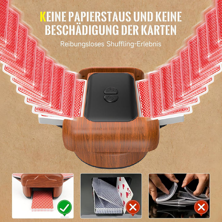 Kartenmischmaschine Elektrische, Geräuscharmer Kartenmischer für 2 Kartensätze, Wiederaufladbare Mis