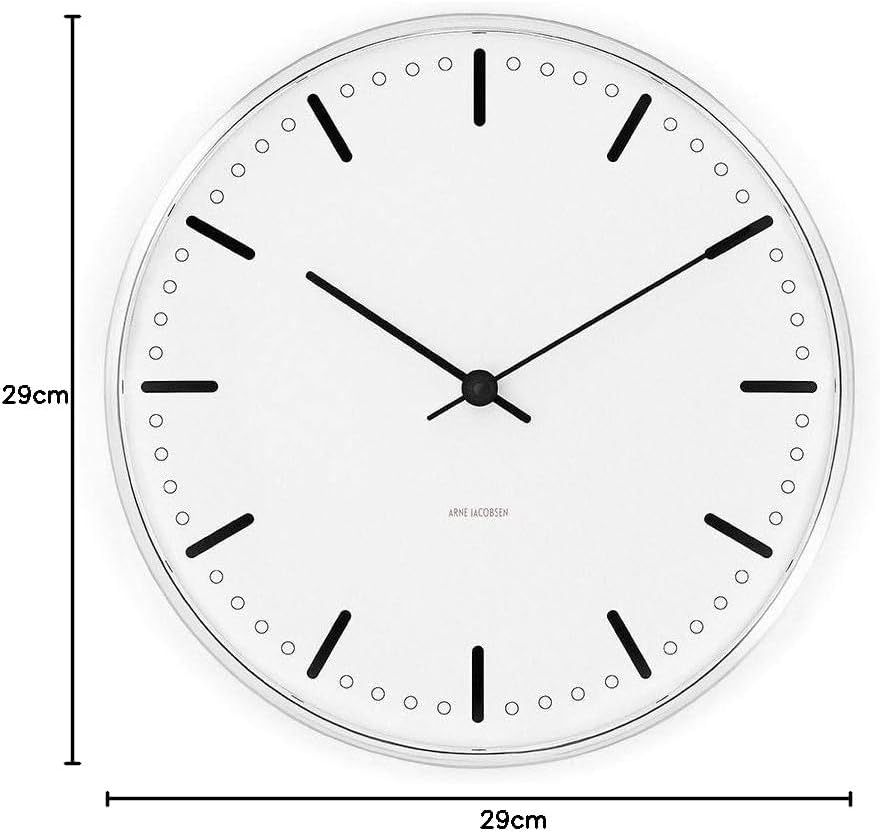 Arne Jacobsen Wanduhr Ø29 cm City Hall dänisches Design aus Aluminium, weiss City Hall 29cm Weiss, C
