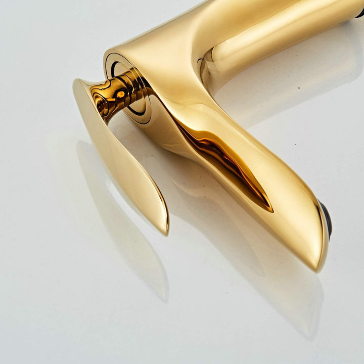 Leekayer Waschbecken Wasserhahn Gold Chrom Messing Einhand-Waschtisch-Mischbatterie,LK75239Gg, Gold