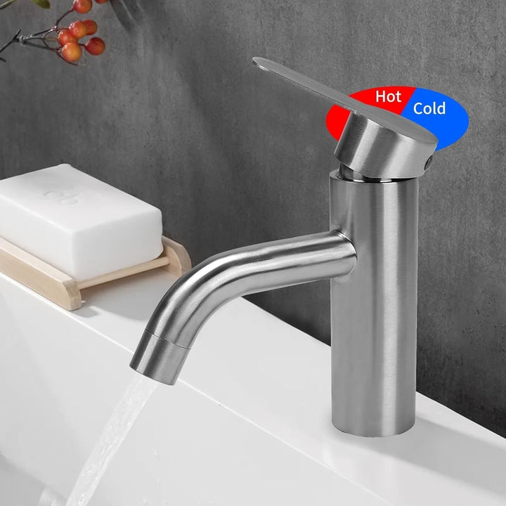 Wasserhahn Bad Silber Gebürstet Waschtischarmatur Edelstahl SUS304 Type 2, Type 2