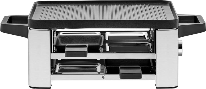 WMF Lono Raclette Grill mit Pfännchen und Schiebern, Raclette 4 Personen, 870 W, edelstahl