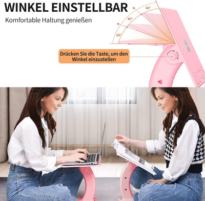 nediea Laptopständer Schreibtisch Einstellbarer, Tragbarer Faltbarer Laptop Ständer, Laptoptisch Lap