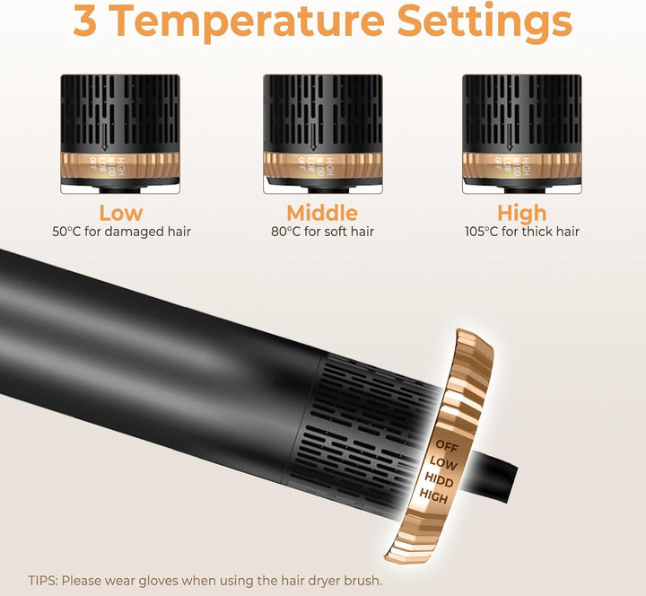 6 in 1 Hairstyler, Professioneller Haarstyler Föhn, 30mm Lockenstab Warmluft Curler, All in One Airs