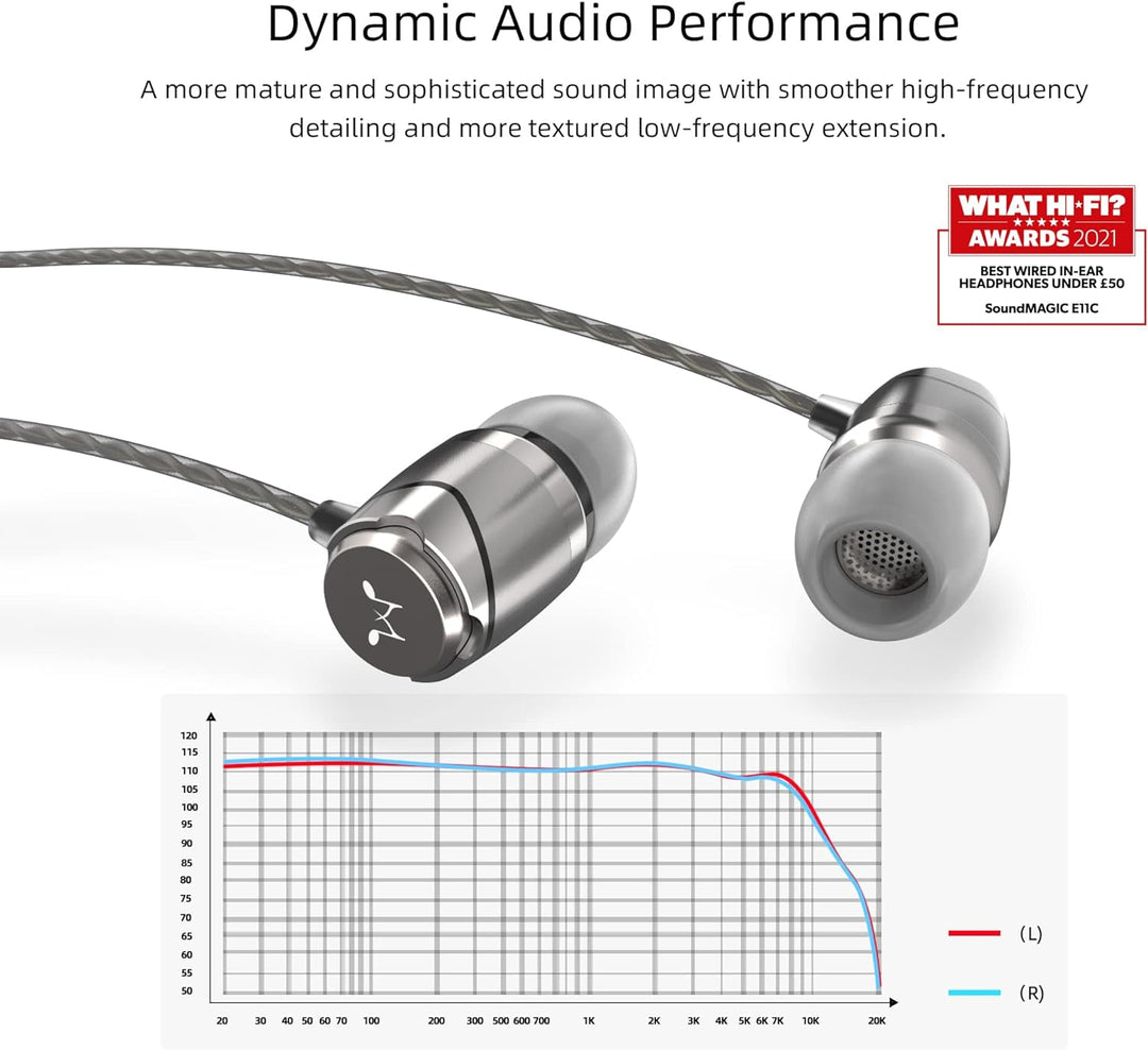 SoundMAGIC E11C Kabelgebundene Kopfhörer mit Mikrofon, HiFi-Stereo-Ohrhörer, geräuschisolierende In-