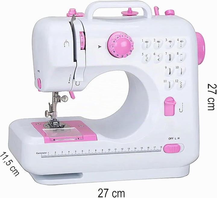 Retoo Nähmaschine Mini und LED Licht für Kinder und Anfänger 12 Stichmuster Elektronische Profi Haus