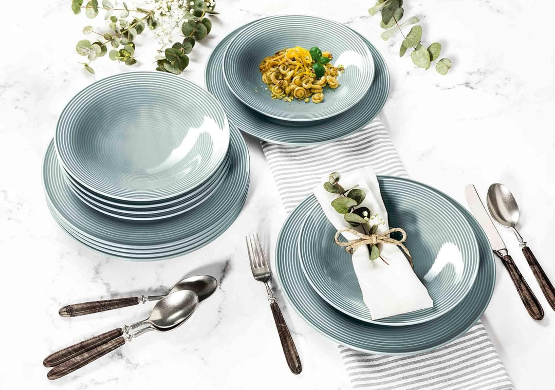 Seltmann Weiden Beat Color Glaze Suppenteller 6er Set, ø 22,5 cm, Tiefer runder Teller mit Rillenrel