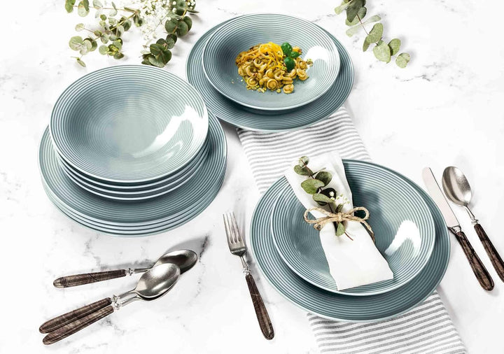 Seltmann Weiden Beat Color Glaze Suppenteller 6er Set, ø 22,5 cm, Tiefer runder Teller mit Rillenrel