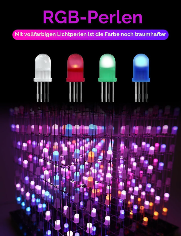 iCubeSmart 3D8RGB-KIT LED-Würfel-Set, DIY-Elektronik-Set, 8 x 8 x 8, LED-Lichtwürfel, DIY-Lötprojekt