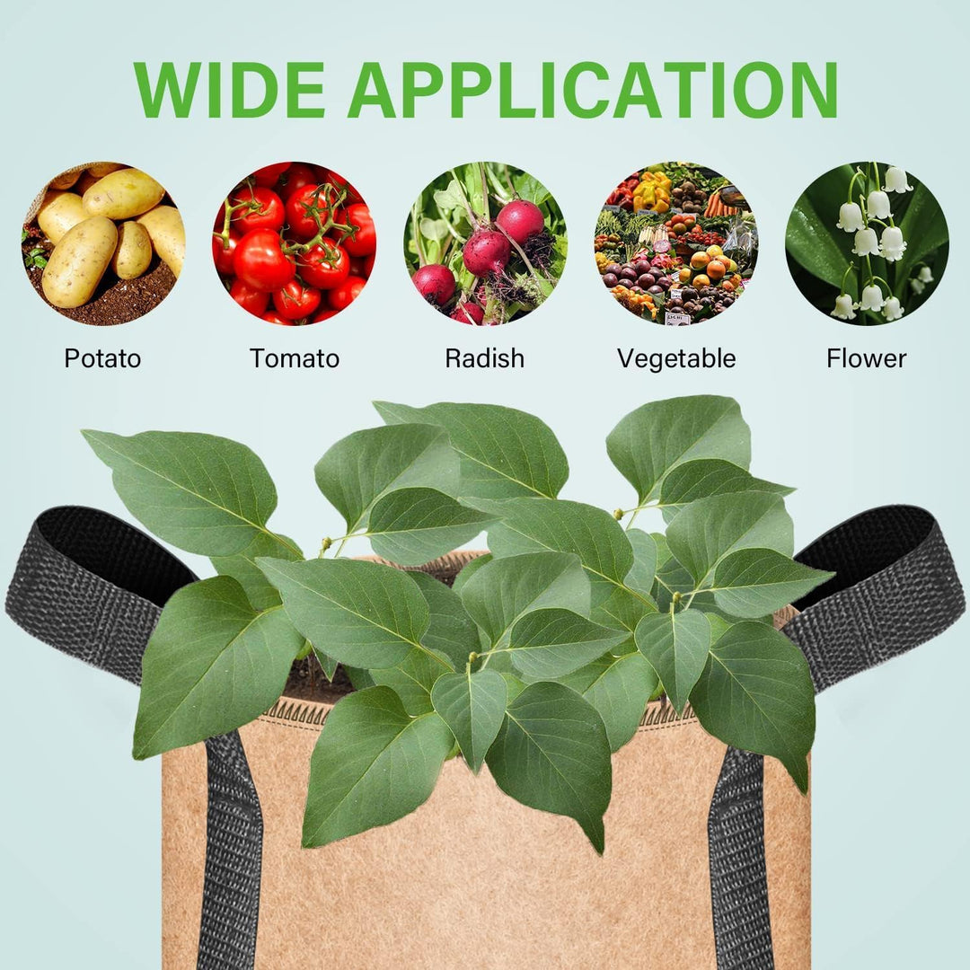 iPower 60L 5er Pack Grow Bags Stoff Belüftungstöpfe Behälter mit Riemengriffen für Kindergarten und