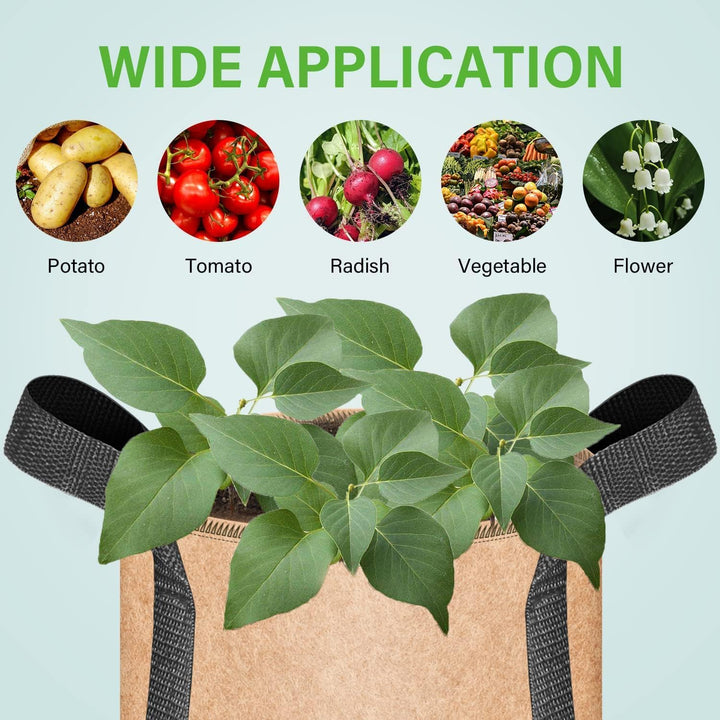 iPower 60L 5er Pack Grow Bags Stoff Belüftungstöpfe Behälter mit Riemengriffen für Kindergarten und