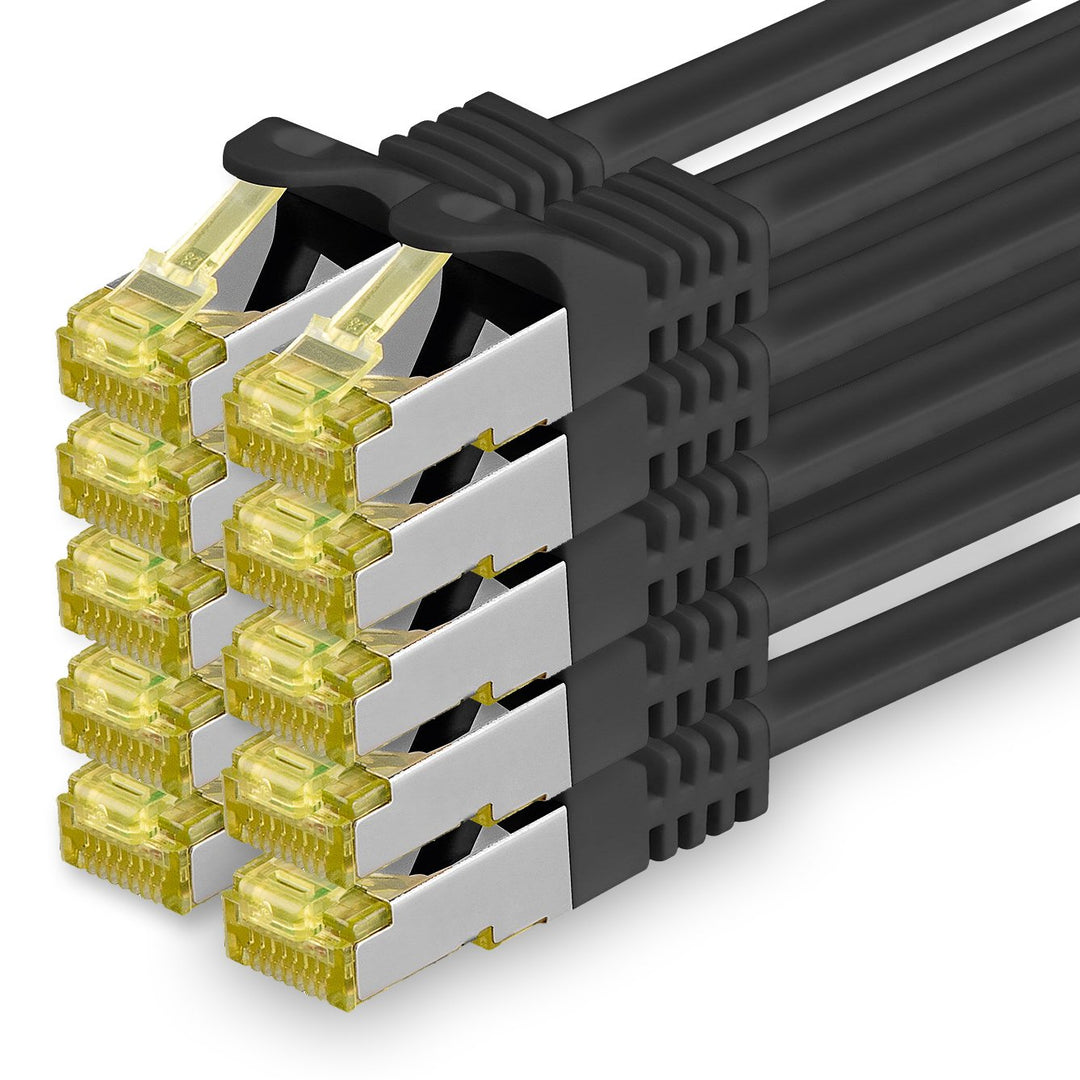 Cat.7 Netzwerkkabel 10m Schwarz 10 Stück Cat7 Ethernetkabel Netzwerk LAN Kabel Rohkabel 10 Gb s SFTP