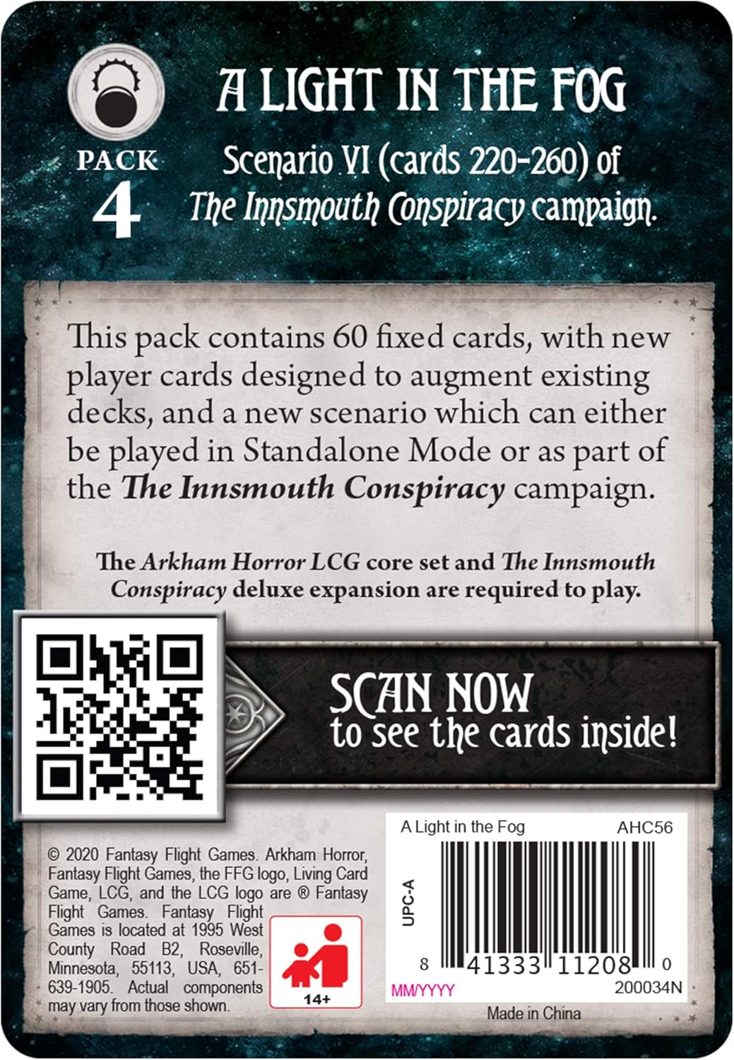 Fantasy Flight Games, Arkham Horror The Card Game: Mythos Pack - 6.4. A Light in The Fog, Card Game,