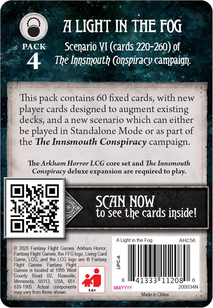 Fantasy Flight Games, Arkham Horror The Card Game: Mythos Pack - 6.4. A Light in The Fog, Card Game,