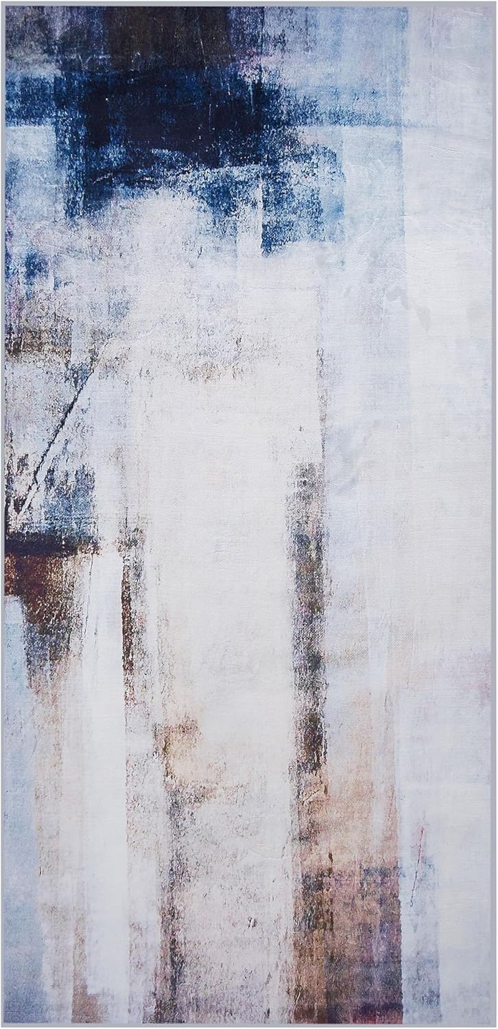 Teppich rechteckig bunt braun 80 x 150 cm Modern Abstrakt Kurzflor Trabzon