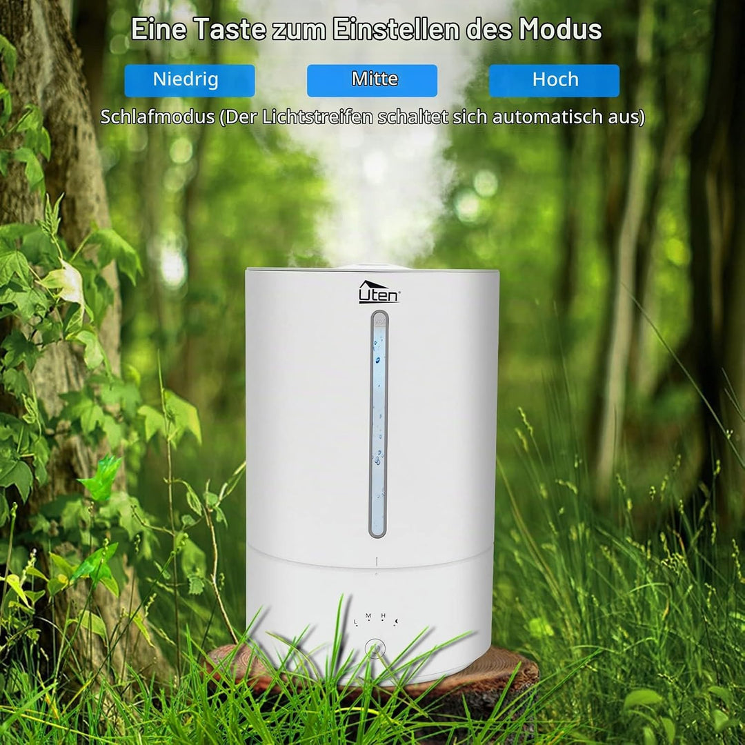 Luftbefeuchter Schlafzimmer 5L Top-Fill Humidifier Ultral leise für Tier und Pflanzen Schlafmodus 12