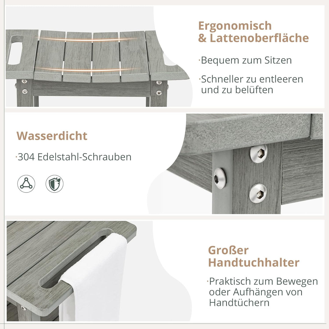 LUE BONA HDPS Duschbänke, Duschhocker zum Rasieren der Beine mit Ablage, wasserdichter Badstuhlsitz