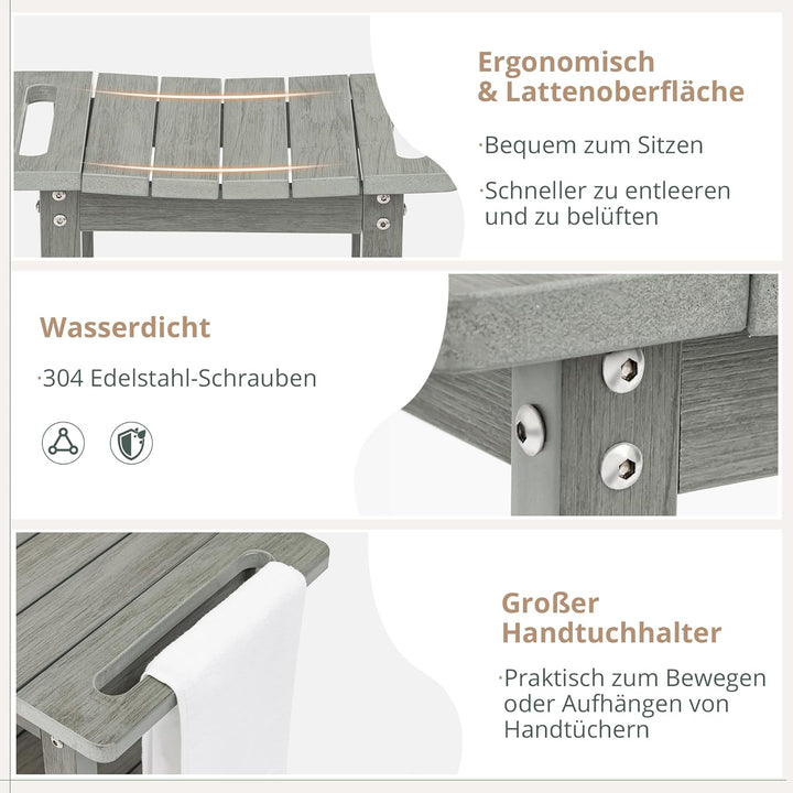LUE BONA HDPS Duschbänke, Duschhocker zum Rasieren der Beine mit Ablage, wasserdichter Badstuhlsitz