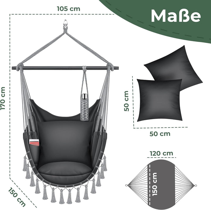 KESSER® Hängesessel Safari XXL Hängestuhl für Erwachsene & Kinder Hängematte bis 150 kg Hängesitz Au