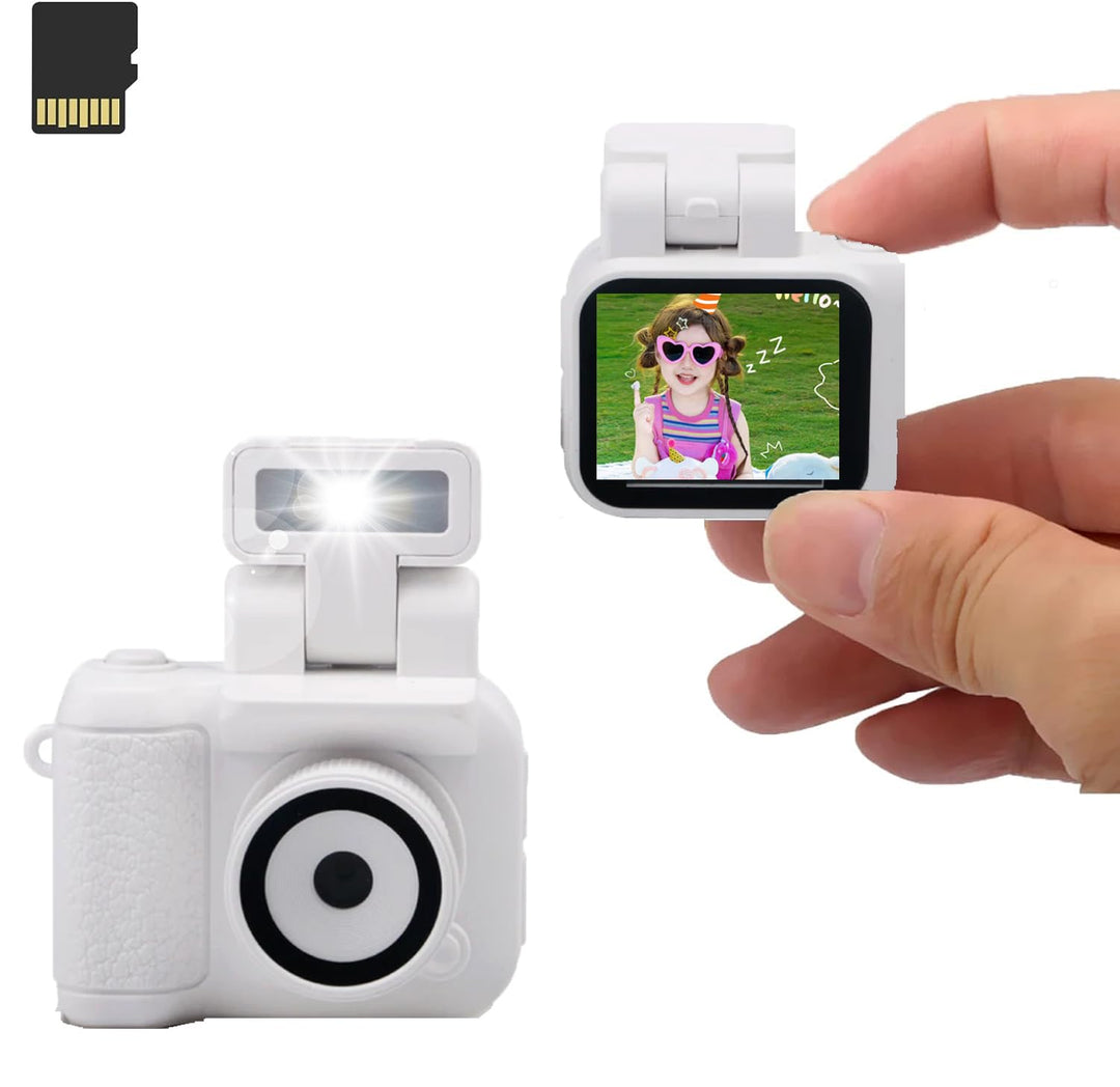 Mini Retro Kamera1080P with 32GB Card Mini Digitalkamera Analog Kamera Kreative Geschenke（Weiss）, We