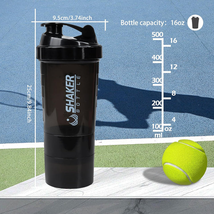 Shaker-Flasche – Protein-Shaker-Becher mit Aufbewahrungsfächern – auslaufsichere Workout-Shake-Flasc