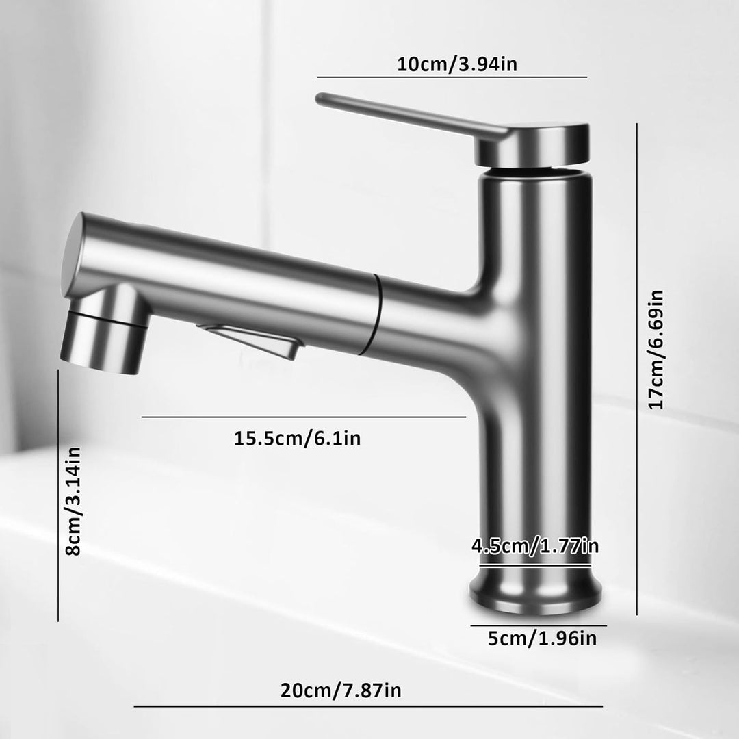 Wasserhahn Bad mit Ausziehbar Brause, Hochdruck Waschtischarmatur Einhebelmischer Mischbatterie mit