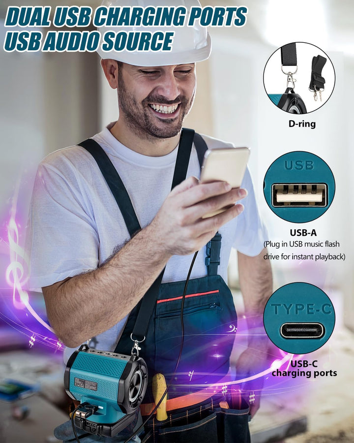 Tragbarer drahtloser Lautsprecher für Makita 18v LXT-Akku, kabelloser Kleiner Lautsprecher für Baust