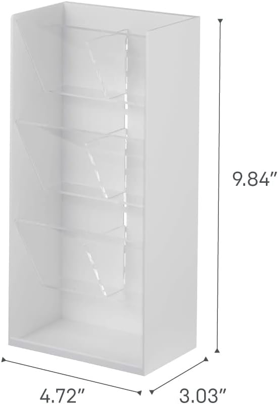 Yamazaki 5603 TOWER Makeup Storage Case, white, ABS Resin/Polycarbonate/Silicone, 12 x 7.7 x 25 cm W