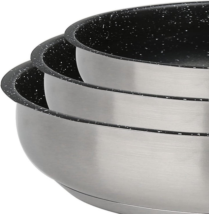Kamberg - Pfannen-Set aus Edelstahl, 4-teilig, mit Steinbeschichtung, für alle Herde, auch Induktion